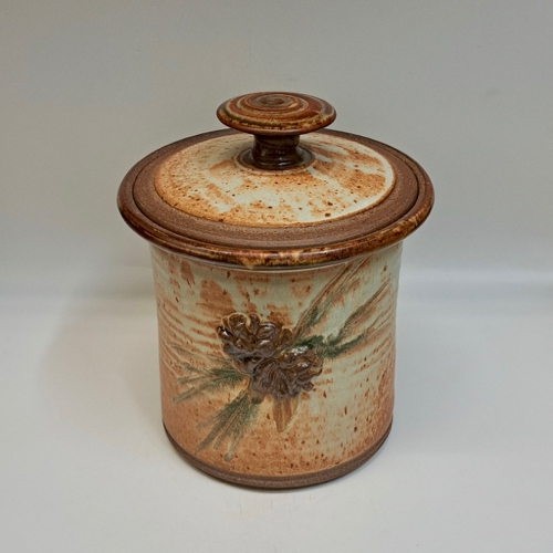#230113 Canister, Lidded Pine Cone 7x7 $35 at Hunter Wolff Gallery